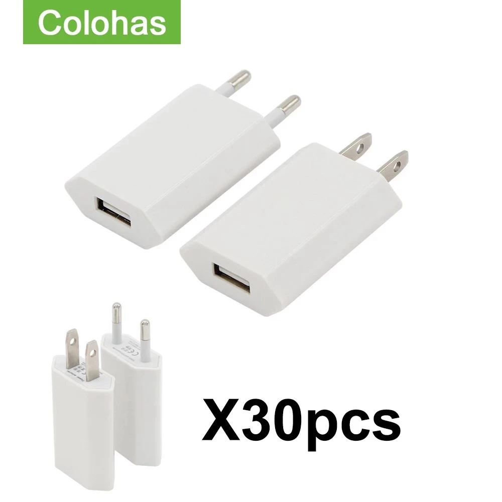 30 Pcs/Lot USB Cable EU/USA Plug Phone Charger Wall Travel Charger Power Adapter for iPhone 12 Pro 11 XS MAX XR X Drop shipping