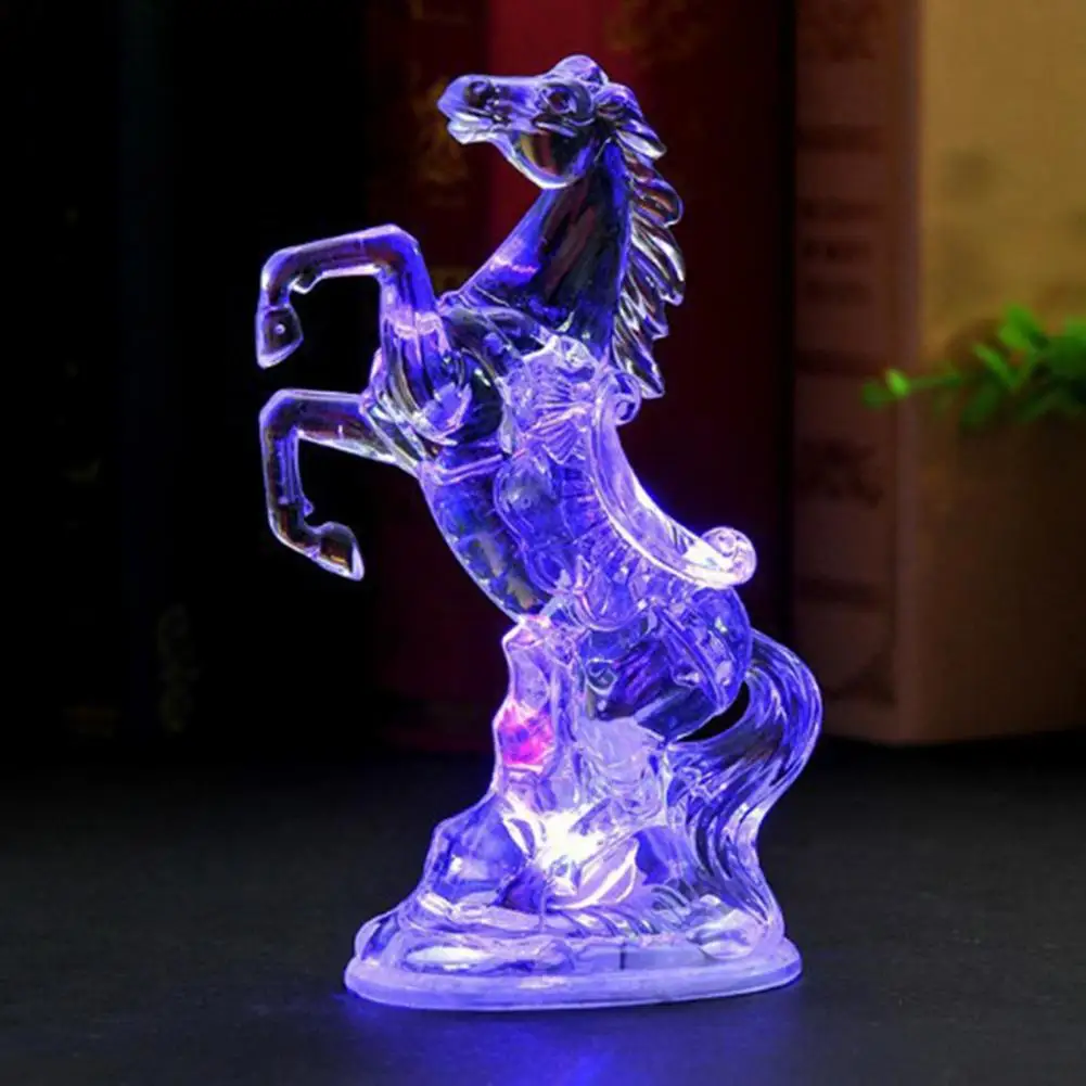 Battery Operated Night Light Acrylic Pony Night Light Decorative Lamp with Colorful Flashing Lights Angel Shaped Night for Home