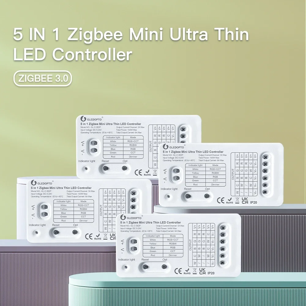 Smart Gledopto Zigbee 3.0 Pro Mini 5 In 1 Rgb + Ct Led Lichtstrip Controller Voor Indoor Decoratie Verlichting Keuken Muur Gemonteerd