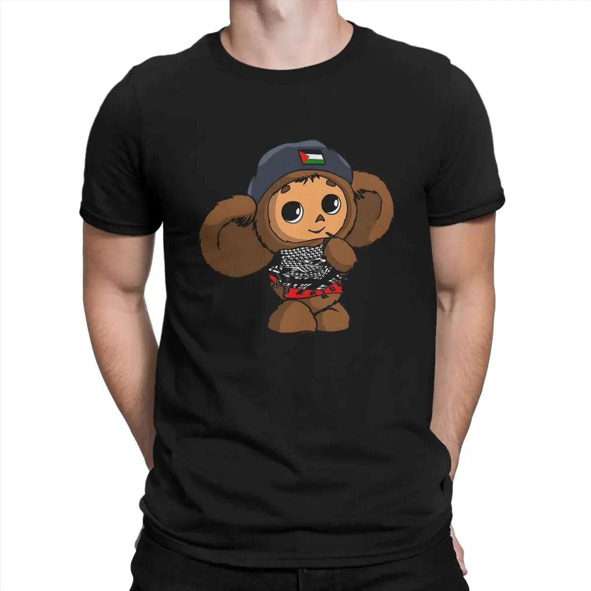 Men Cheburashka Cute T Shirts Cheburashka Pure Cotton Clothes Fashion Short Sleeve Crew Neck Tee Shirt Birthday Gift T-Shirt