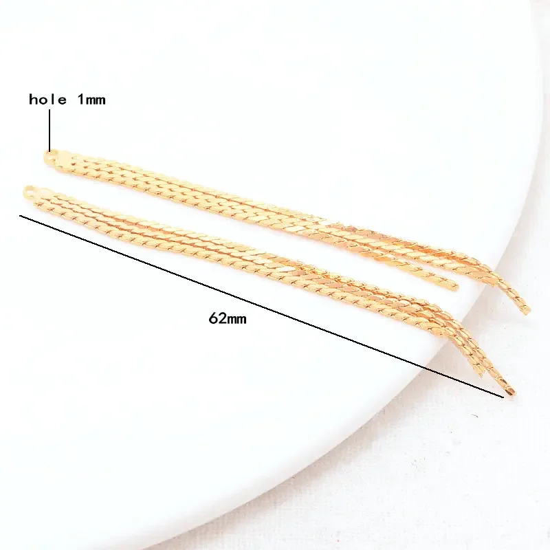 62MM 14K Gold Color Brass Box Chain Tassel Charms Pendants Jewelry Making Supplies Diy Earrings Findings Accessories