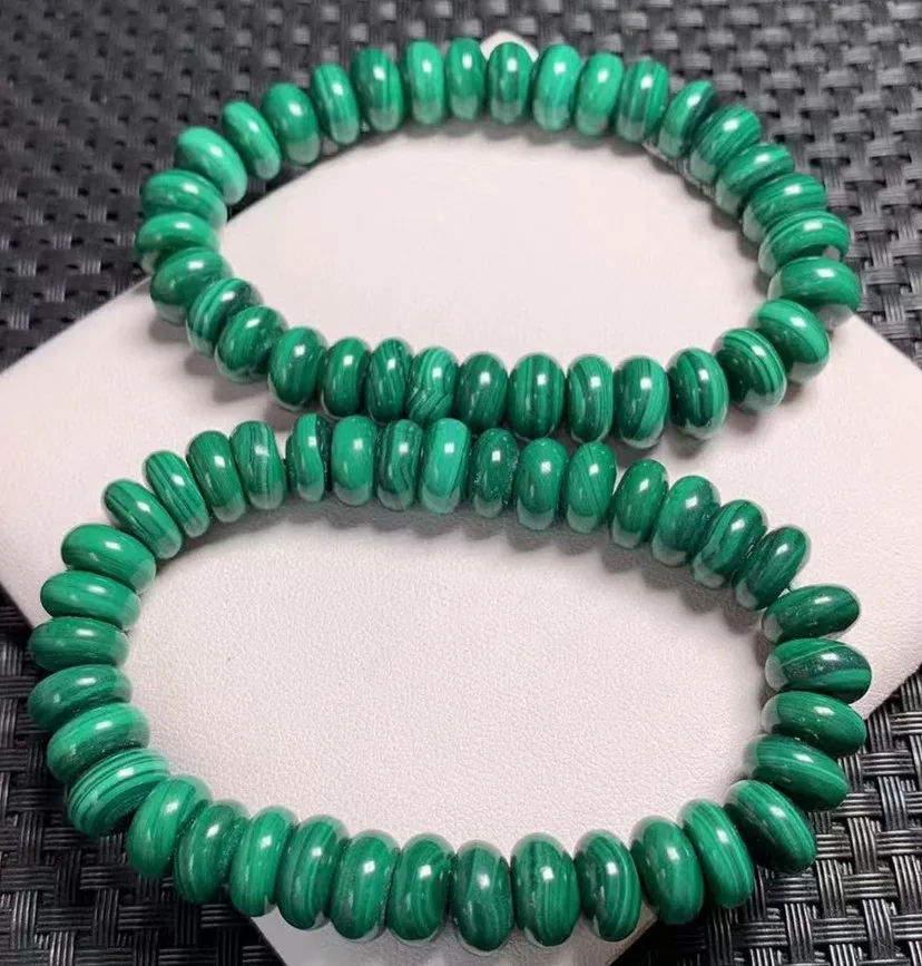 Natural Green Malachite Chrysocolla Green Bracelet 10mm Abacus Round Beads Woman Men Azurite Bracelet Genuin