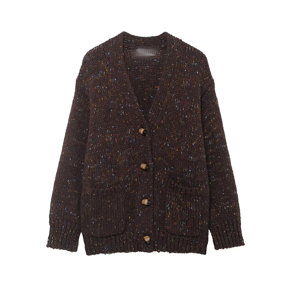 

Женский вязаный кардиган с плиссировкой, свободного кроя, в стиле ретро, с длинным рукавом, повседневный шик, верхняя одежда, новинка лета 2026