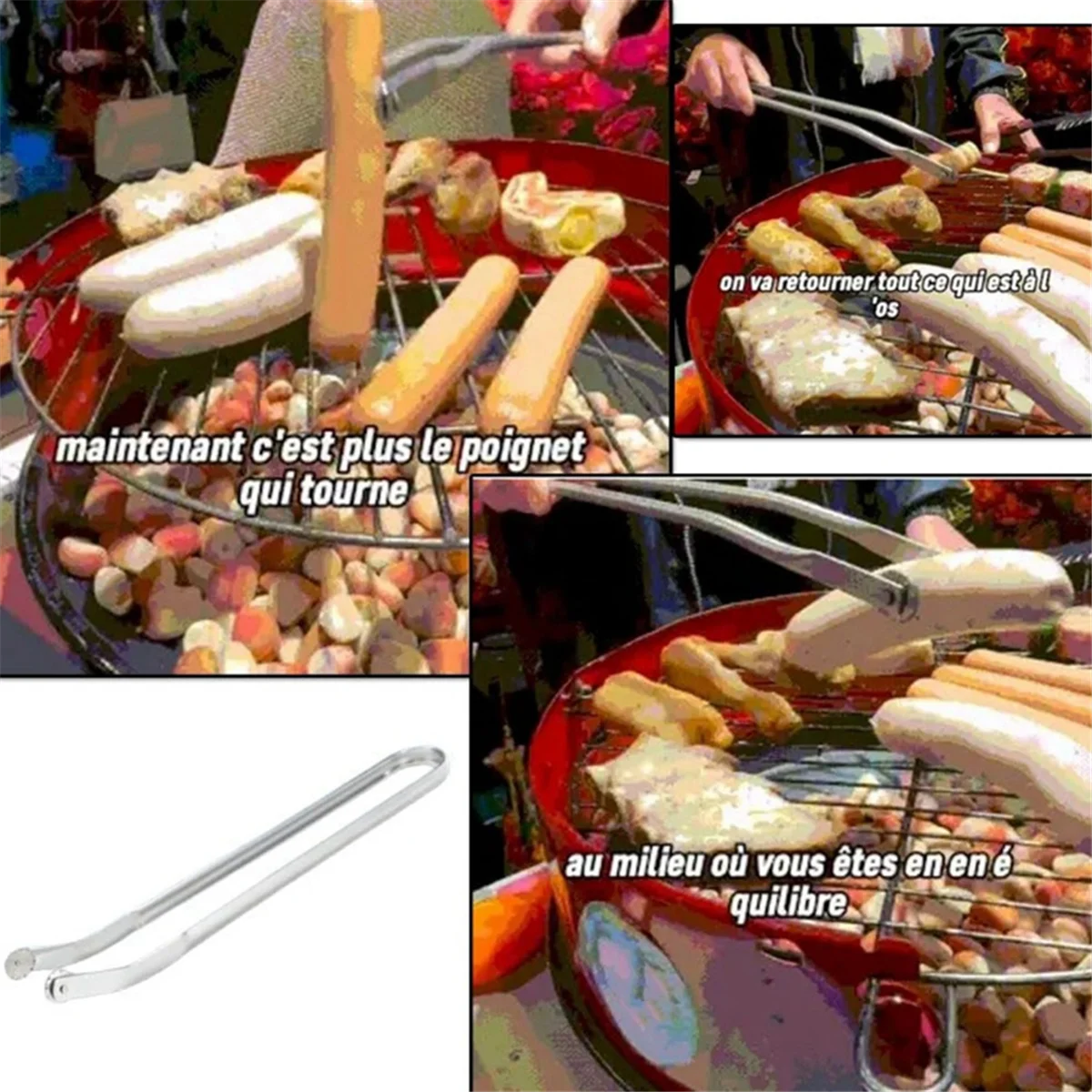 BBQ tongsSausage Turning Tongs,Kitchen Cooking Tongs,BBQ Tongs for Grilling, BBQ Sausage Grill Tongs,Long Handle Kitchen Tongs C