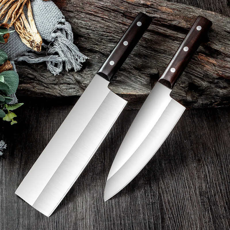 RHON 7inch S/S5Cr15 BladeDeba Knife Japanese Kitchen Fish Meat Chopping Nakiri Vegetable Utility Cutting Knives With Wood Handle