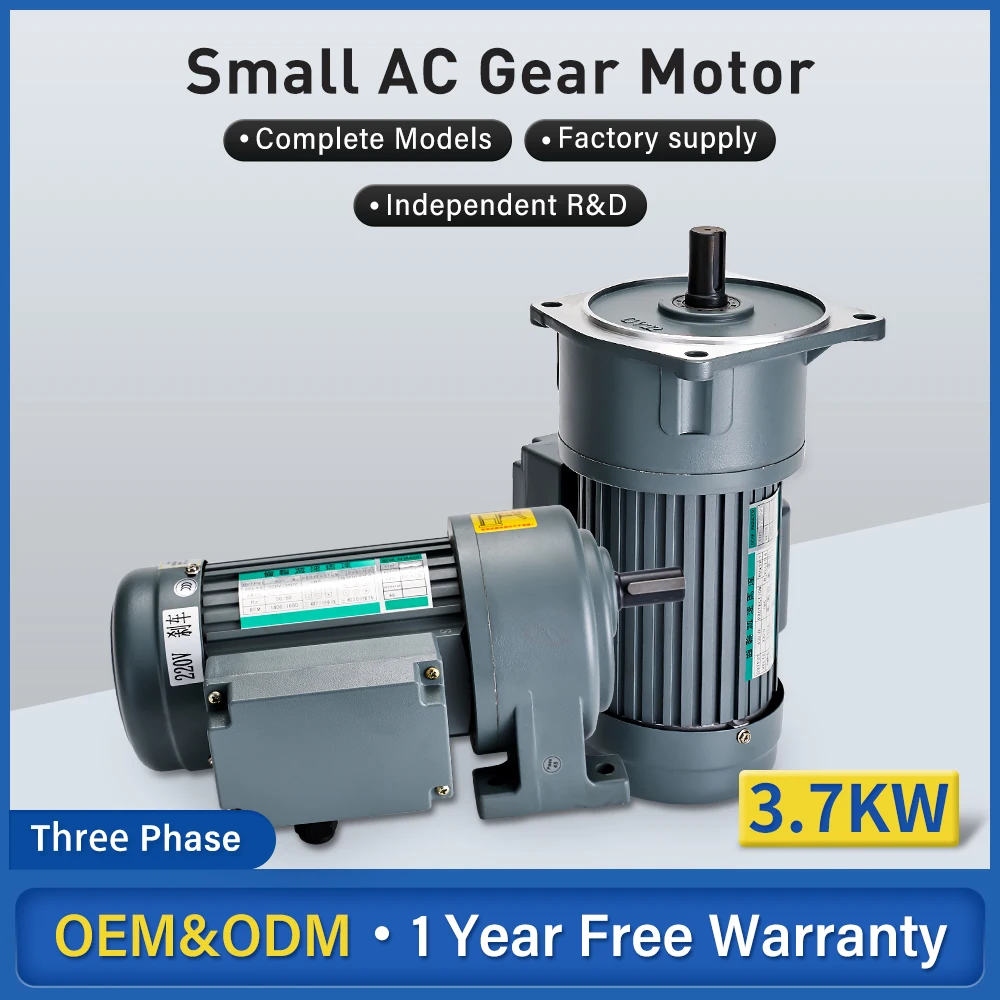 AC 5HP 3700w 3 7kw 3 phase motor and gear combination horizontal installation gear motor