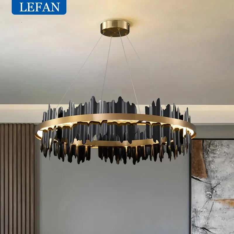 Modern Luxury Fixtures Led Chandelier Living Room Round Hanging Lamp Home Decoration Light Dining Room Bedroom Pendant Lighting