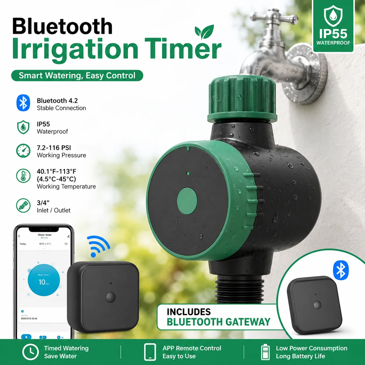 Intelligent Garden Water Timer Bluetooth Irrigator Automatic Irrigation Controller Drip Watering System Hose Faucet Timer
