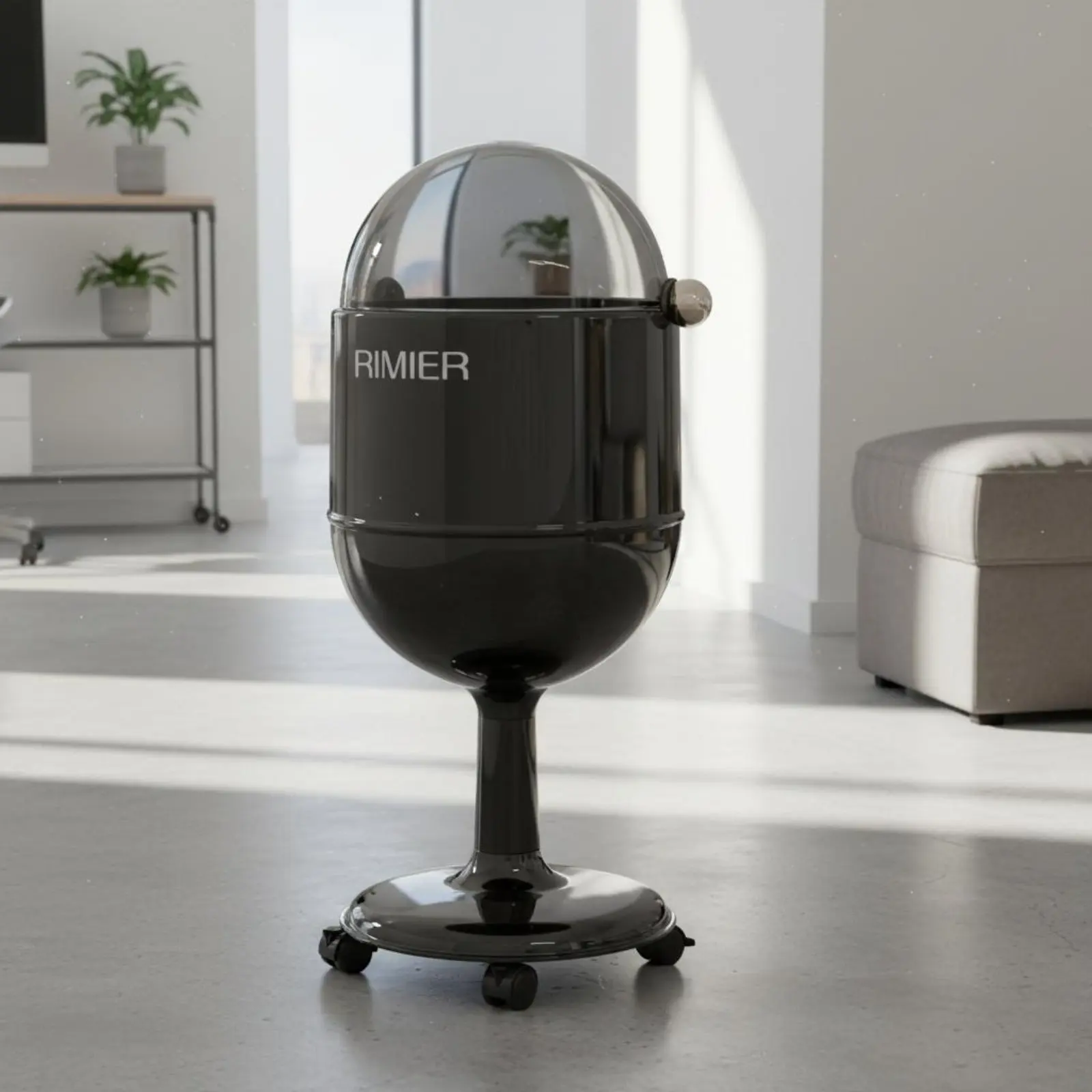 Space Capsule Waste Bin Large Capacity High-Leg Trash Can Pedestal Garbage Can Creative Design Home Decor Odor-Locking Closure