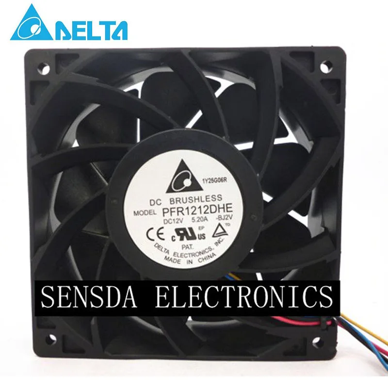 

for delta PFR1212DHE 12V 12038 5.2A 7400RPM 254CFM 68.5DBA super car booster violence 120*120*38mm cooling fan 4-Pin