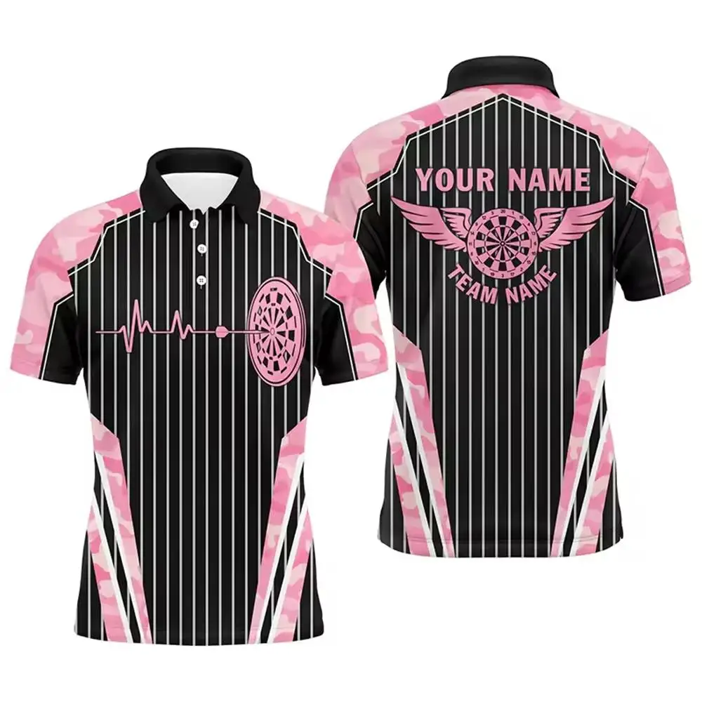 Custom Darts 3D Printed Polo Shirt Personalize With Your Name Or Team On The Front And Back Casual Even Wear For Competitions