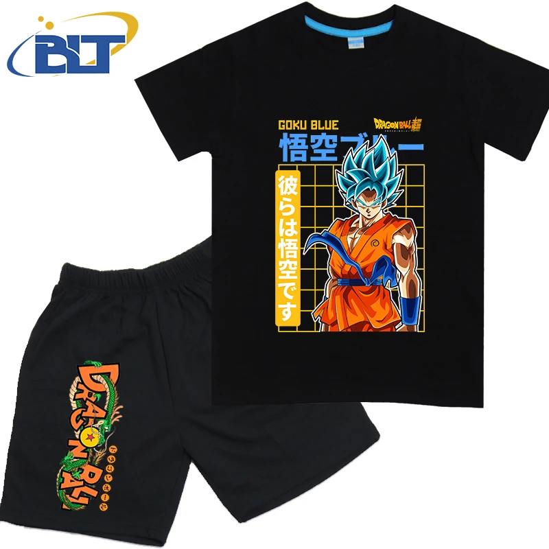 Dragon Ball Son Goku Anime T-shirt Set Kids Cotton Short Sleeve Shorts 2-piece Set Boys Girls Cartoon Clothing view 5