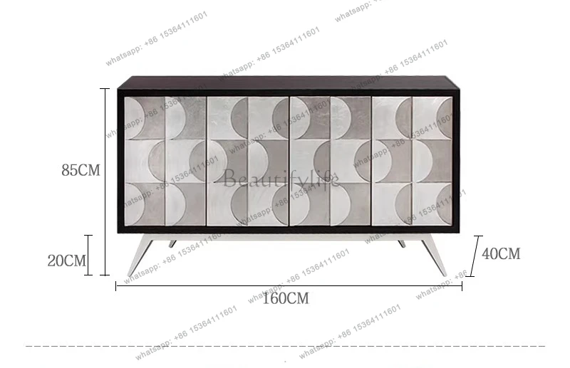 American light luxury solid wood porch cabinet modern villa high-end carved dining side cabinet