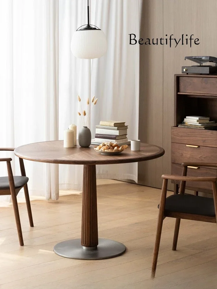 N44 ZL Doric round table black walnut round dining table medium antique solid wood round dining table designer