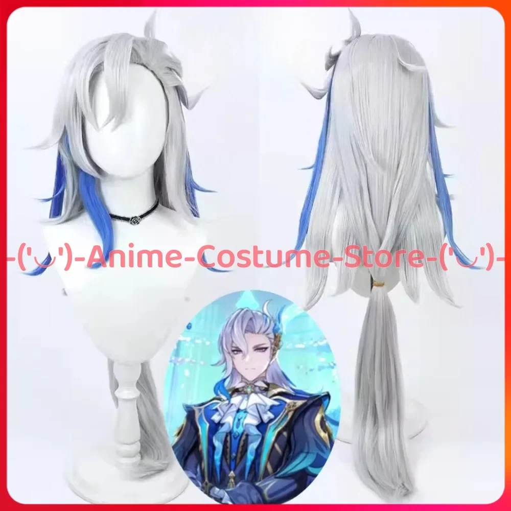 

Genshin Impact Neuvillette Fontaine, парик для косплея, игровой персонаж, Хэллоуин, карнавальный костюм для вечеринки, парики, устойчивые синтетические волосы