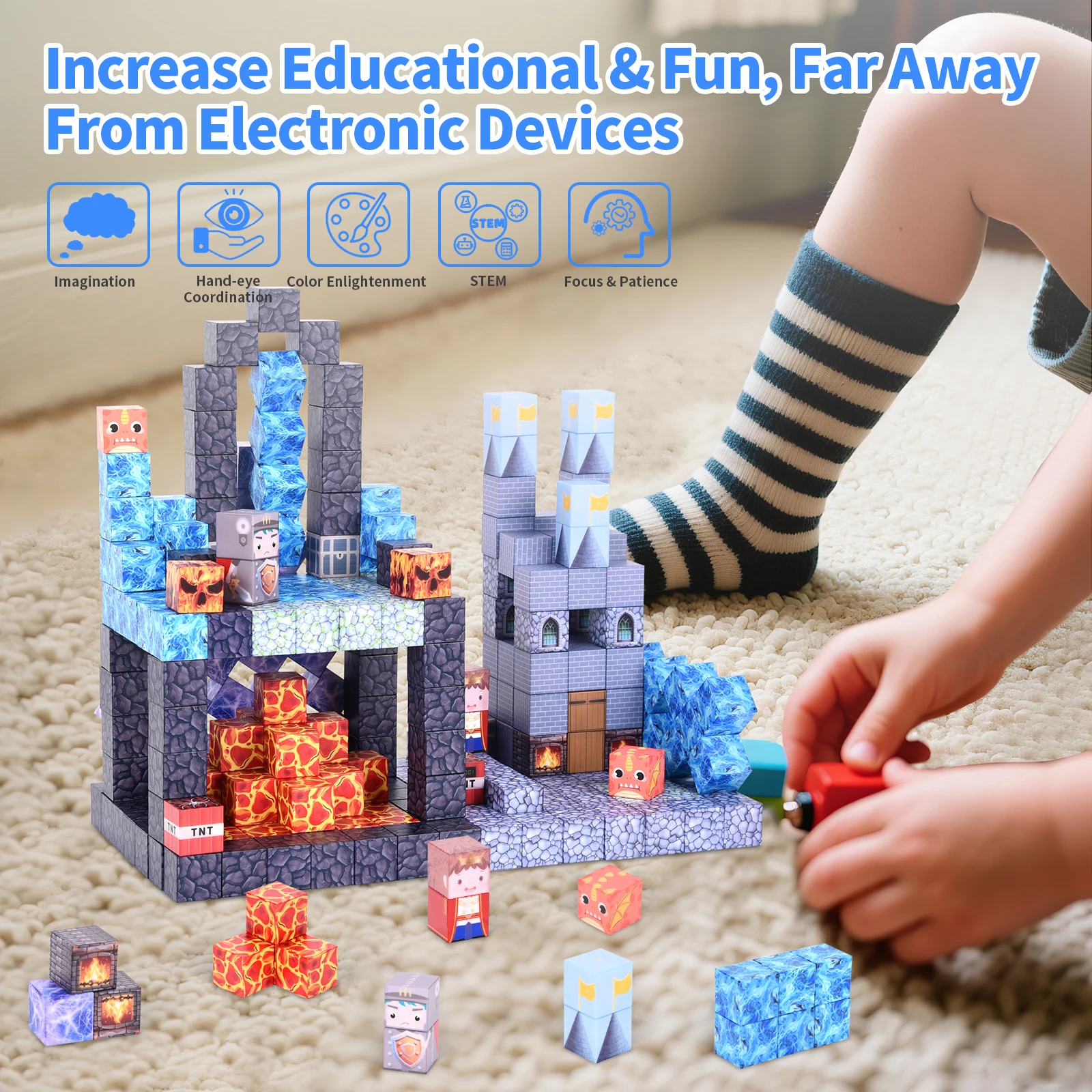 100 قطعة من مكعبات البناء المغناطيسية من سلسلة مخصصة. تحميز الألوان الغنية، يمكن امتصاصها بسهولة وتجميعها بحرية، وهو هييل