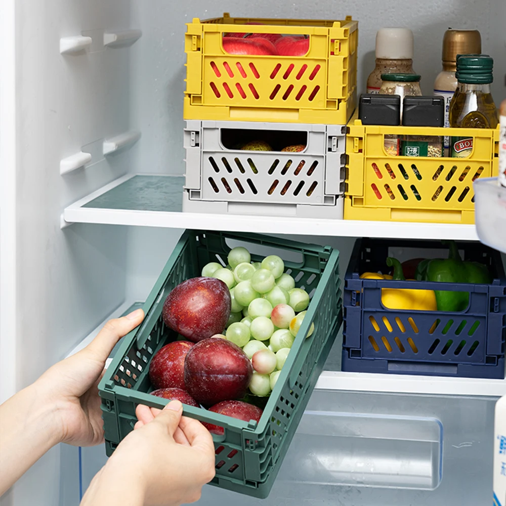 Paniers de rangement pliants en plastique, de haute qualité, pour fruits et légumes