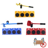 5Pcs/Set Helper Furniture Moving Transport Tool Heavy Duty Furniture Lifter Mover Roller with Wheel Bar Moving Device Lifting