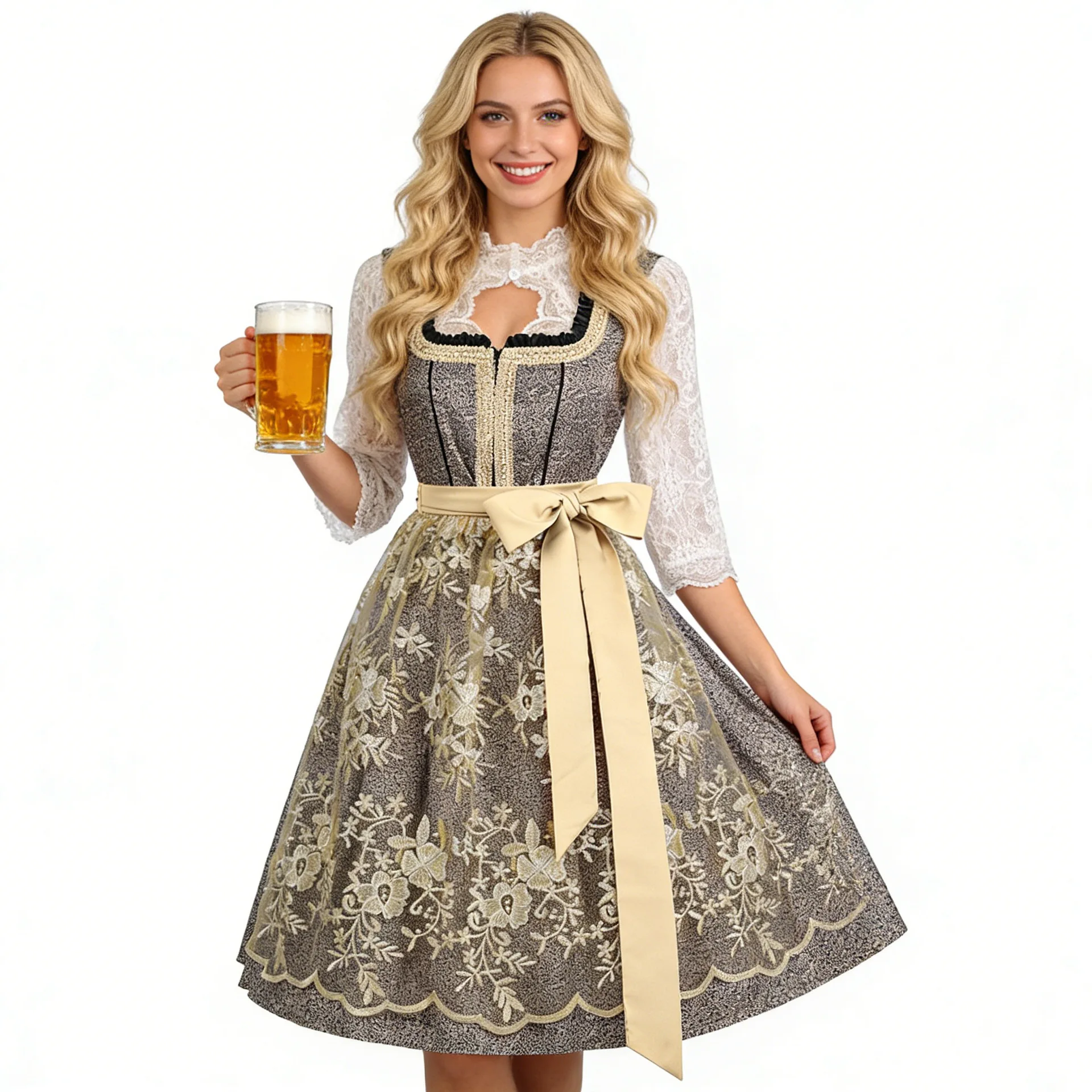 Neue Oktoberfest-Kleider für Damen, traditionelles bayerisches Dirndl-Kleid, deutsches Bierfest-Kostüm, Kellnerin-Cosplay-Kleid