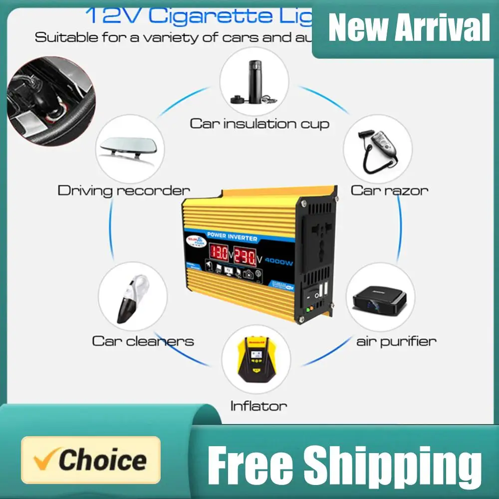 Car Power Inverter Dual LCD Digital Display Car Power Inverter Voltage Transformer for Auto Steamboat Accessories