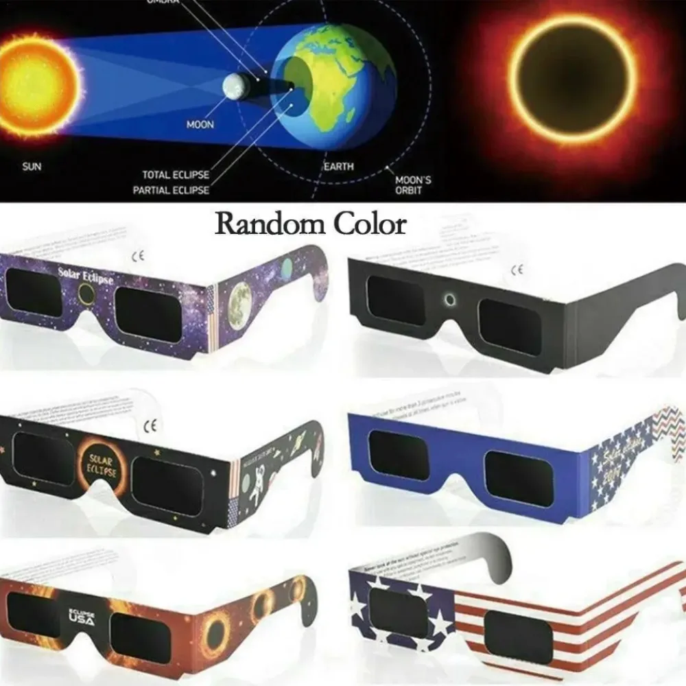 1-100pcs Solar Eclipse Glasses Paper Solar Eclipse Glasses Safe For Direct Sun Viewing Observe Total Eclipses Partial Eclipse