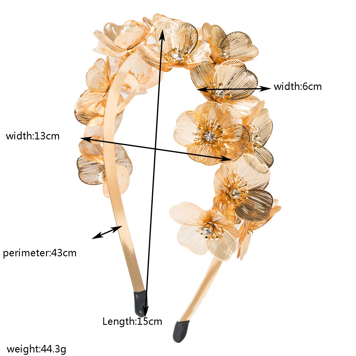 New Heavy Industry Floral Metallic Ginkgo Biloba Diamond Flower Headband Ball Party Hair Accessories