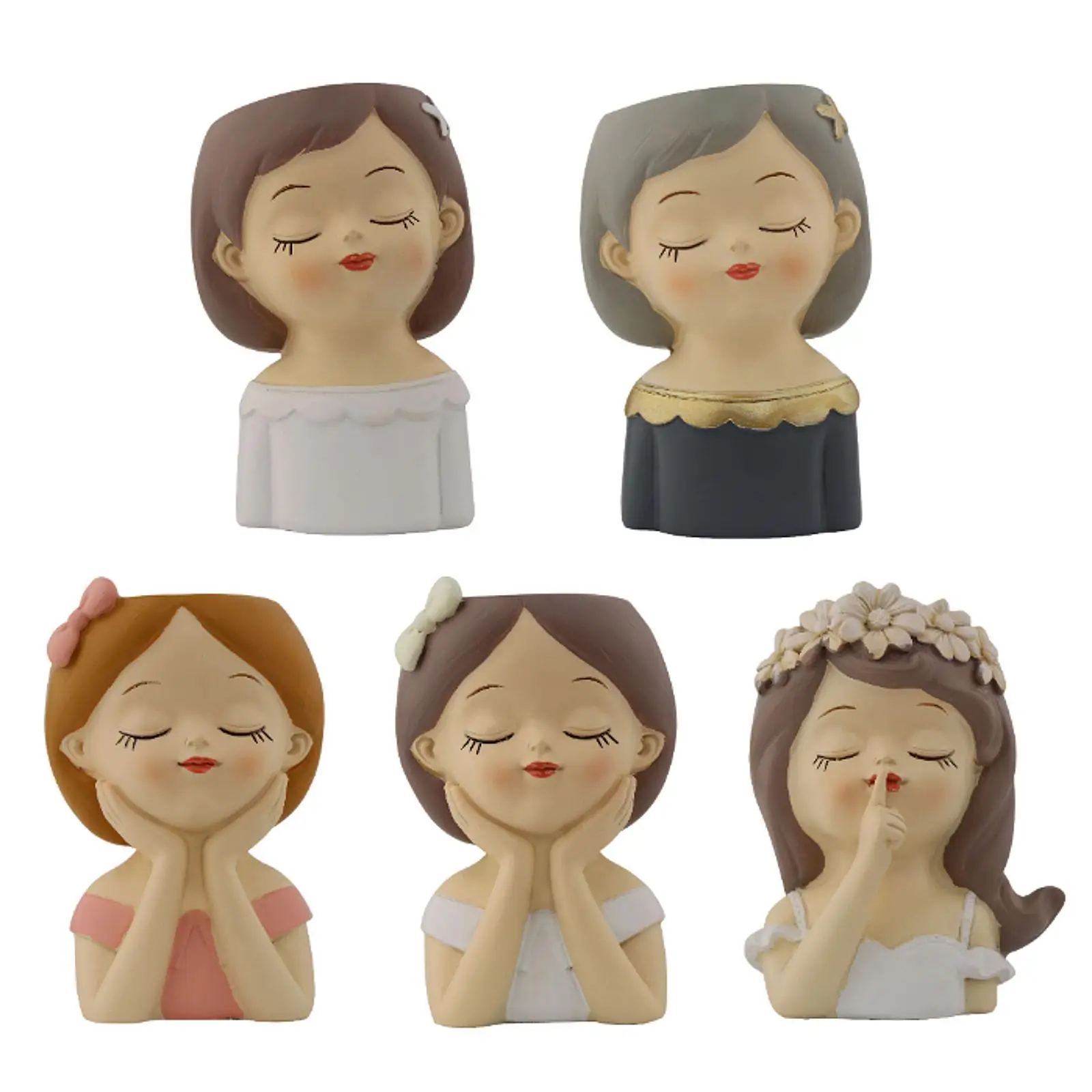 

Cute Girl Flower Pot Art Crafts Desktop Ornament Photo Prop Fun Flower Holder for Cafe Anniversary Indoor Desktop Wedding Party