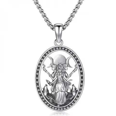 Collana Witch Hecate in acciaio inossidabile Marzo con ciondolo della dea della strega, catena per fiammifero quotidiano