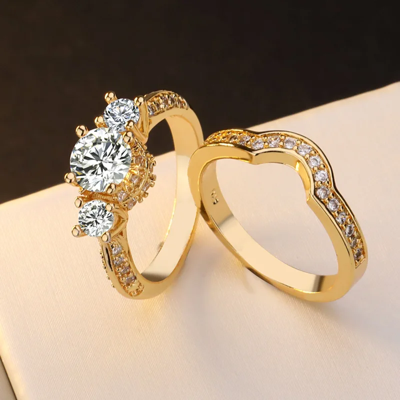 European and American fashionable and luxurious multi-purpose women's zirconium ring creative pair of rings decorative gift