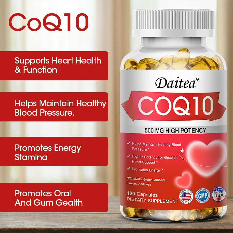Coenzyme Q10 Capsules,High Concentration Vegetarian, Supports Blood Circulation, Stress Health and Physical Energy, Antioxidant