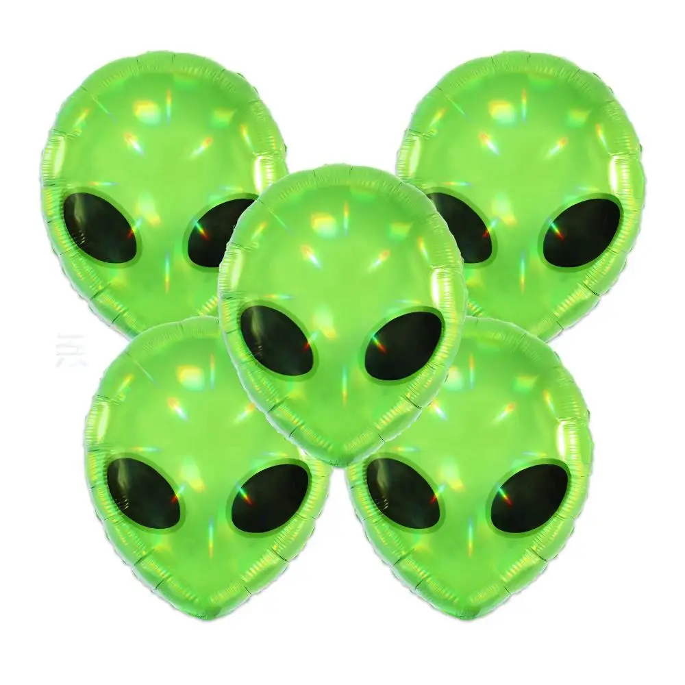 1Set 5pcs Green Alien Shape Foil Balloon Kids Birthday Party Gift Decorations Game Astronaut Space UFO Theme Party Favor Globos