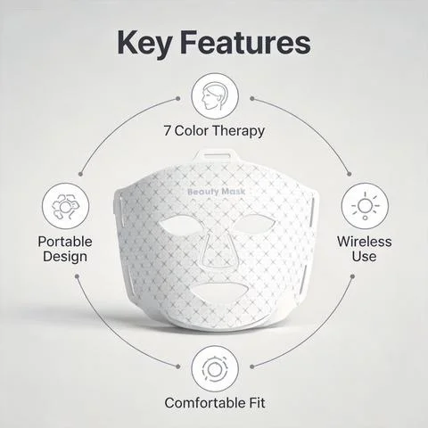 7 In 1 Portable Photodynamic Beauty Facial Mask Device Comfortable Whitening Brightening Pore Oil Control Home Use Beauty Device