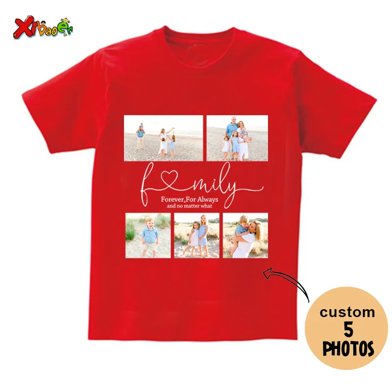 photo shirt Family Matching Outfits Party Custom photos Toddler Baby T Shirt  Girl Outfit Familia Kids Matching Boys Clothes diy