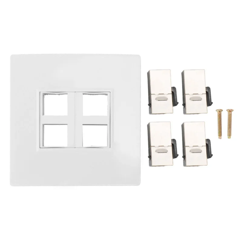 

Настенная розетка Ethernet Cat 6 на 4 порта (гнездо-гнездо) для организации проводки, совместимая с CAT5, CAT5E, CAT6, CAT6A