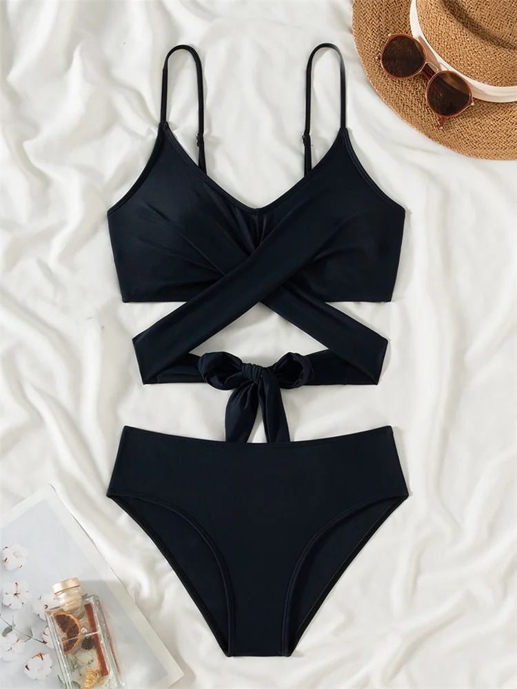 

Bikini 2025 New Push Up Swimwear Women's Swimsuit Solid Sling Bikinis Set Sexy Thong Summer Beach Bathing Suit Female Two Piece