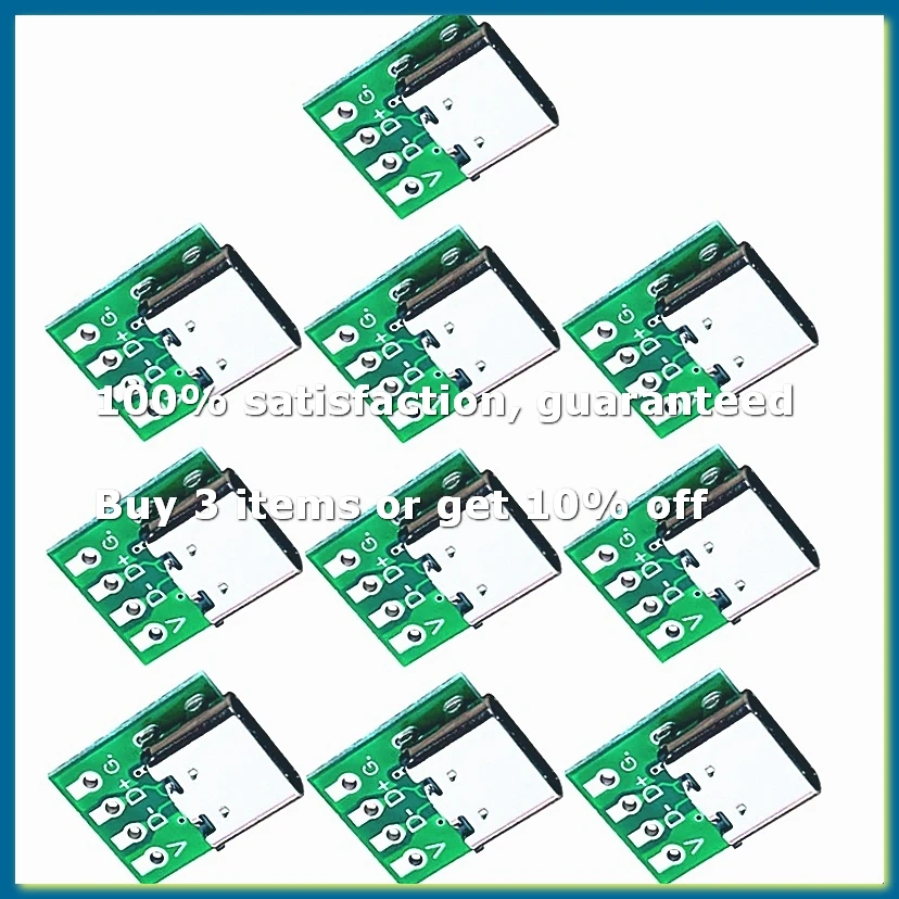 10 PCS TYPE-C USB3.1 16 Pin Female to 2.54mm Type C Connector 16P Adapter Test PCB Board Plate Socket for Data Transfer-DT30