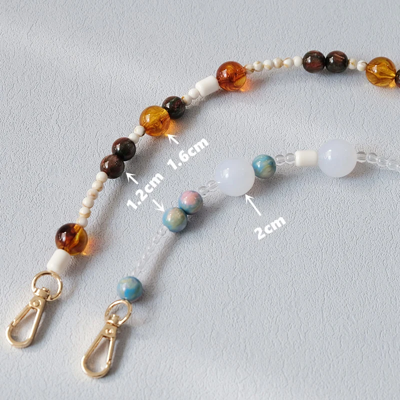 New Fashion Woman Bag Accessory Detachable Amber Beaded Chains Blue Acrylic Luxury Strap Women Handbag Shoulder Handle Chain