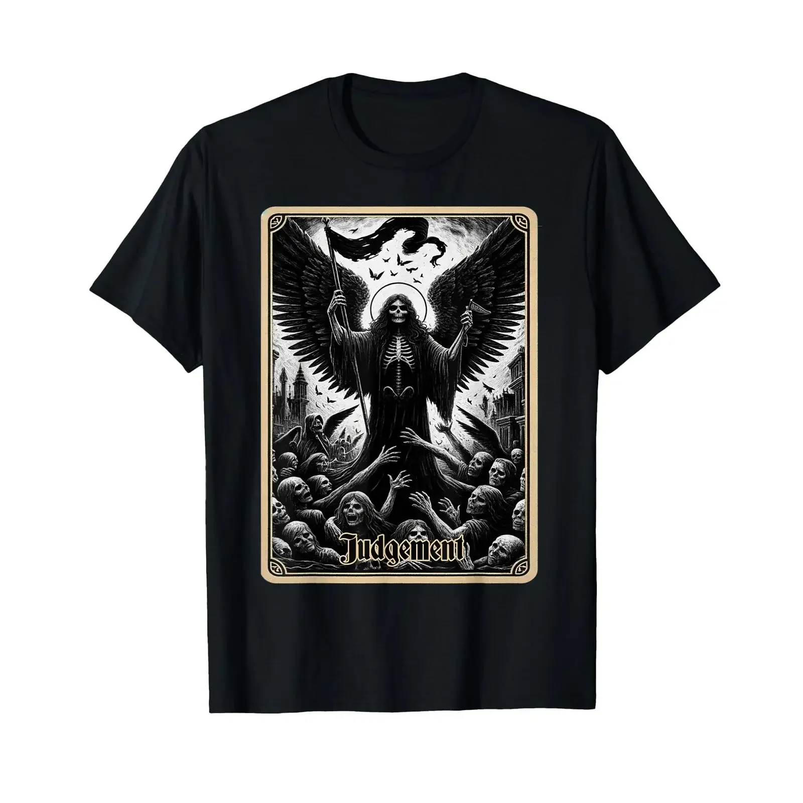 Dark Satanic Unholy Witchcraft Tarot Card Judgement T Shirt vintage Washed Breathable fashion homme Stylish Slightly streetwear