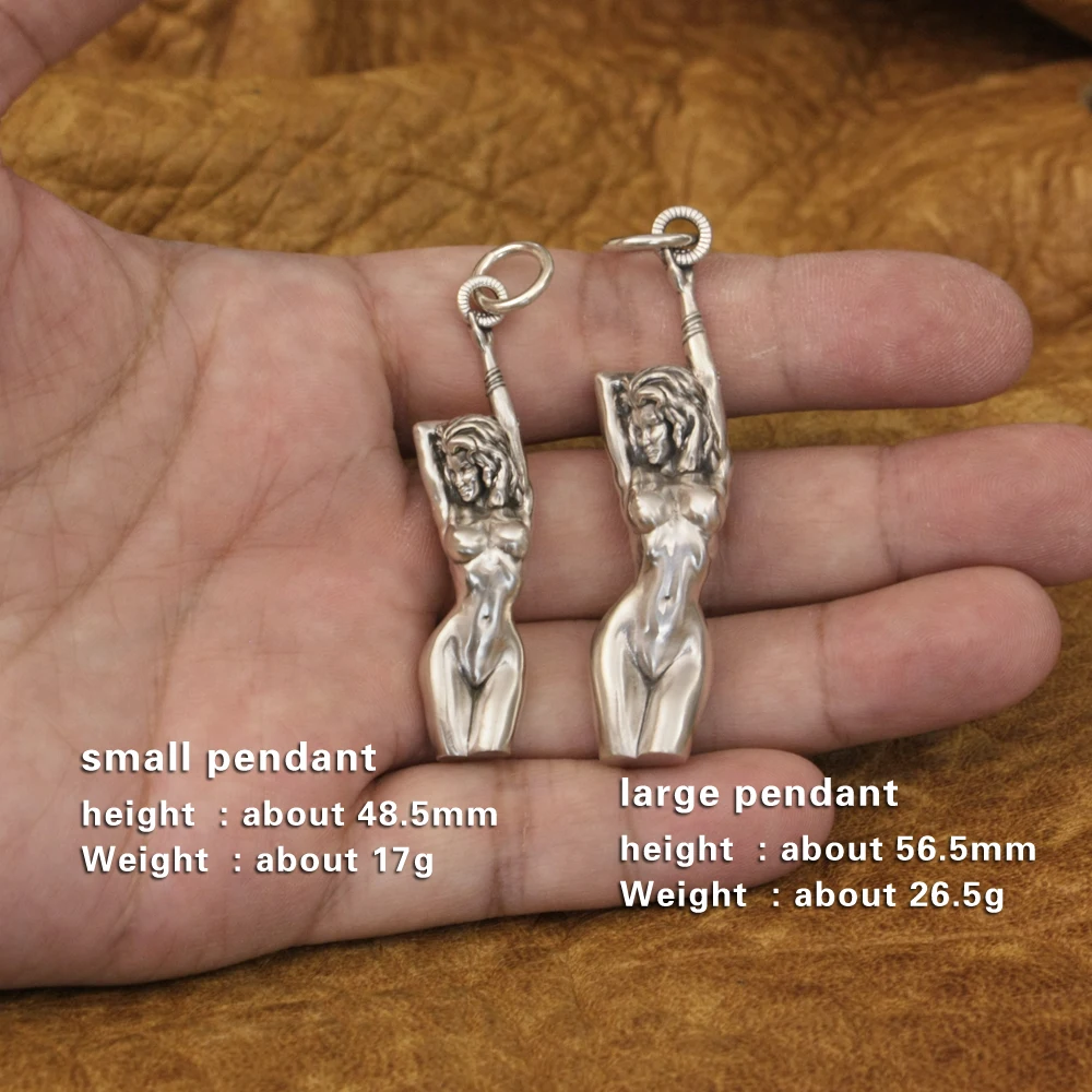 LINSION 925 Sterling Silver Sexy Angel Girl Pendant Charms Details Gift TA371