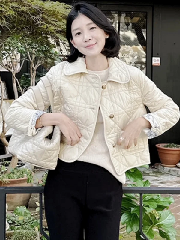 Retro Pattern Quilted Cotton Jacket Women's  Collar Double-Sided Wear Trendy Commute Style Long Sleeve Animal Print