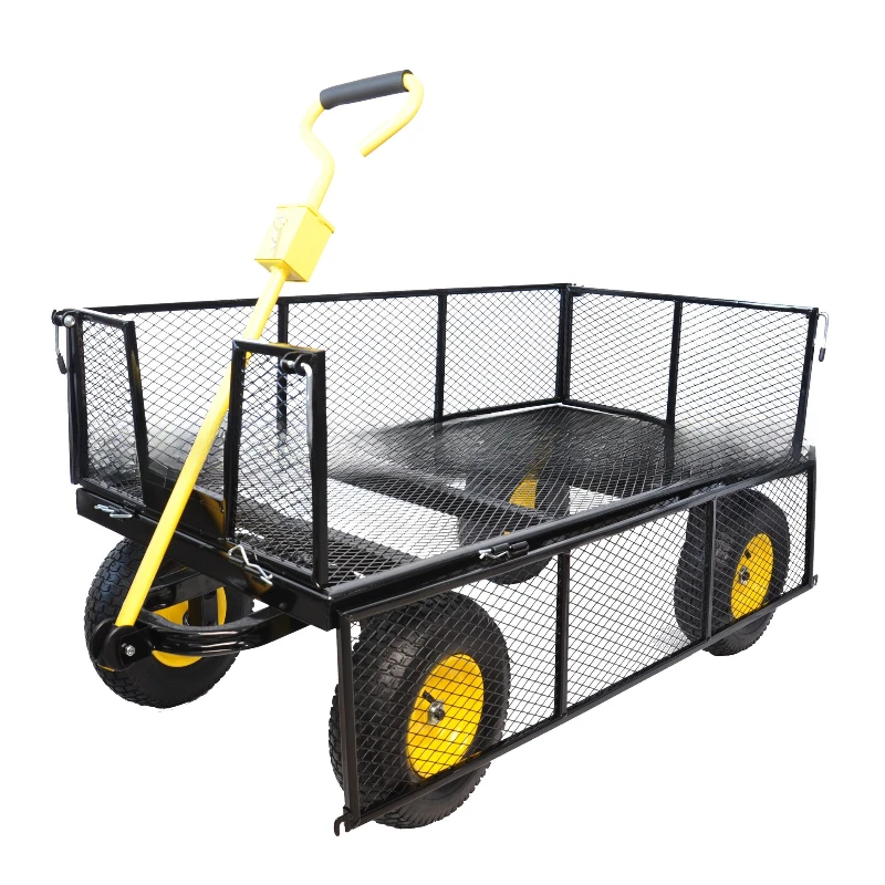 

Tool cart, garden greening tiger cart, pneumatic tire, four-wheel hand trailer, garden net cart, agricultural flatbed cart