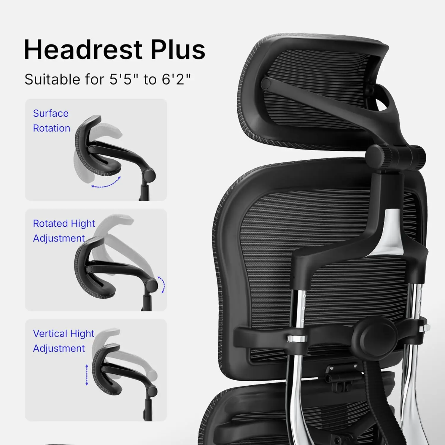 Ergonomic Mesh Office Chair with 3D Adjustable Armrest,Mesh High Back Desk Chair-Adjustable Headrest with Adjustable Lumbar Supp