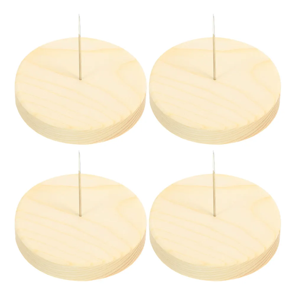 4Pcs Wool Felt Needle Felting Stand Wooden Base Stable Display Rack 1.97 Inch Crochet Support Holder Action Figures DIY Showcase