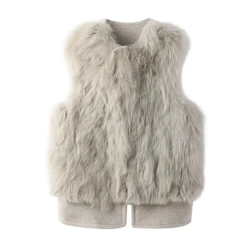 Women Jacket Autumn Winter Imitation Fur Sleeveless Coat Elegance Warm Zipper Fly Vest Female Fake  Waistcoat Outwear T194