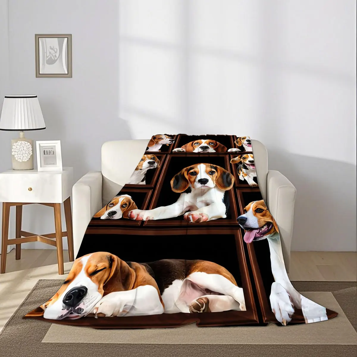 Funny Beagle Dog Blanket Throw Pet Lover Gift for Puppy Owners Cozy Plush Decorative Couch Decor Dog Breed Pet Accessories