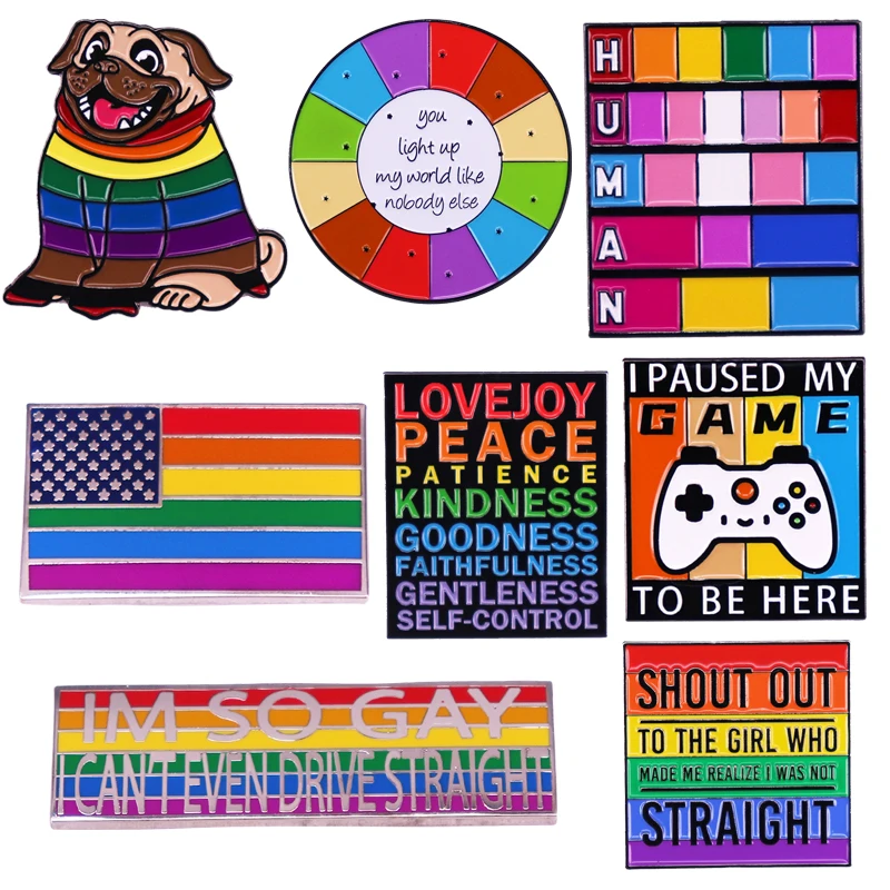 

C4673 Fashion Colorful Enamel Pin Brooches For Women Cartoon Creative Rainbow Lgbt Metal Brooch Pins Denim Badge Collar Jewelry