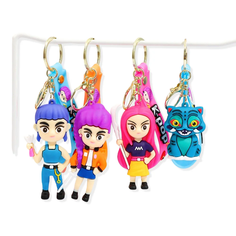 Kpop Demon Girls Keychain for Accessories Huntrix Saja Boys Rumi Zoey Jinu Derpy Tiger Keyrings Key Chains Jewelry HUNTERS Gifts