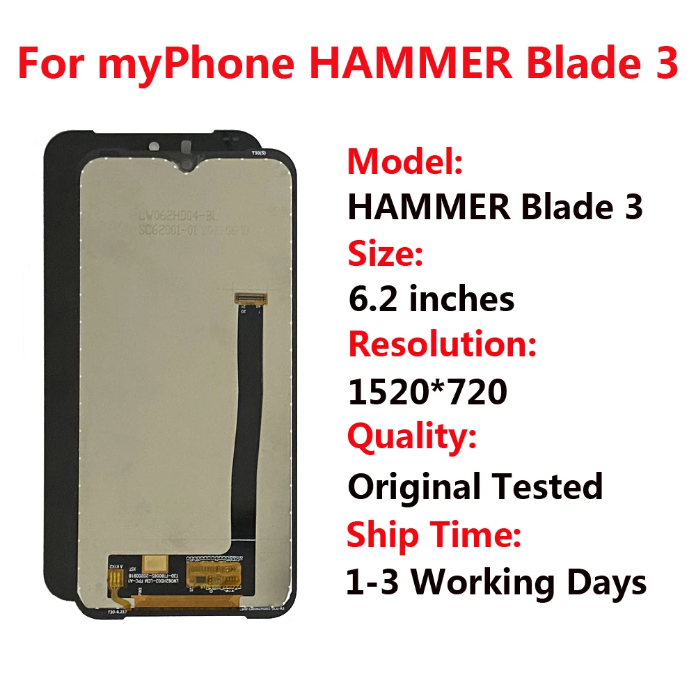 New myPhone HAMMER Blade 3 Lcd display Glass Assembly Touch Screen Glass 6.2inch For Hammer Blade 3 Blade3 Display LCD Sensor