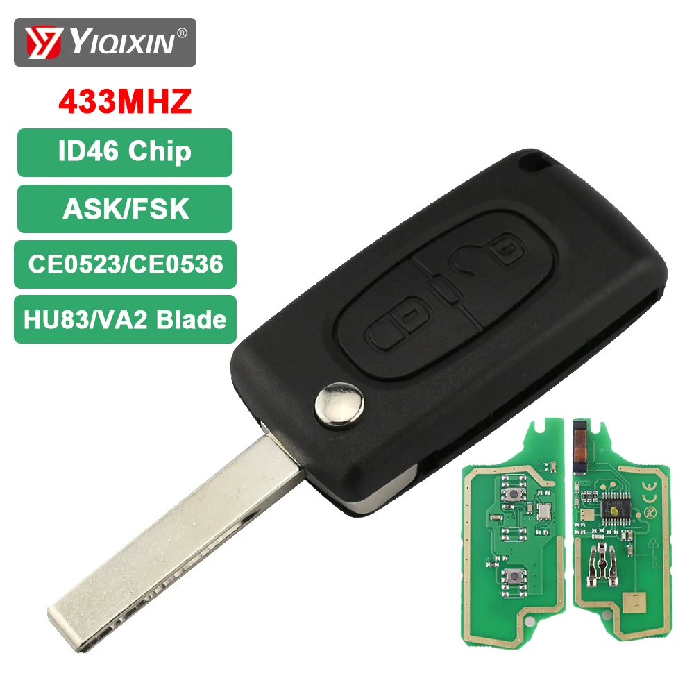 2 Button 433Mhz ID46 PCF7961 Chip For Peugeot 207 307 308 407 607 For Citroen C2 C3 C4 Berlingo Picasso Remote Car Key ASK/FSK