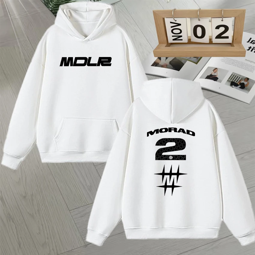 Rapper Morad MDLR Tour 2025 Double Sided Print Hoodie Men Women Long sleeve Hip Hop Pullover Casual Oversized Fleece Sweatshirts